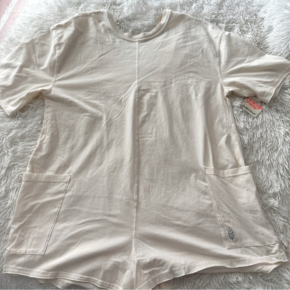 Free People FP Movement Hot Shot Tee Romper Bleached Clay Size S - Picture 2 of 15